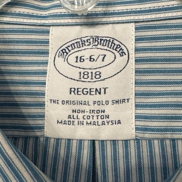Brooks Brothers Regent Fit 16 Non-Iron Cotton Striped Long-Sleeve Shirt Blue - Picture 3 of 8